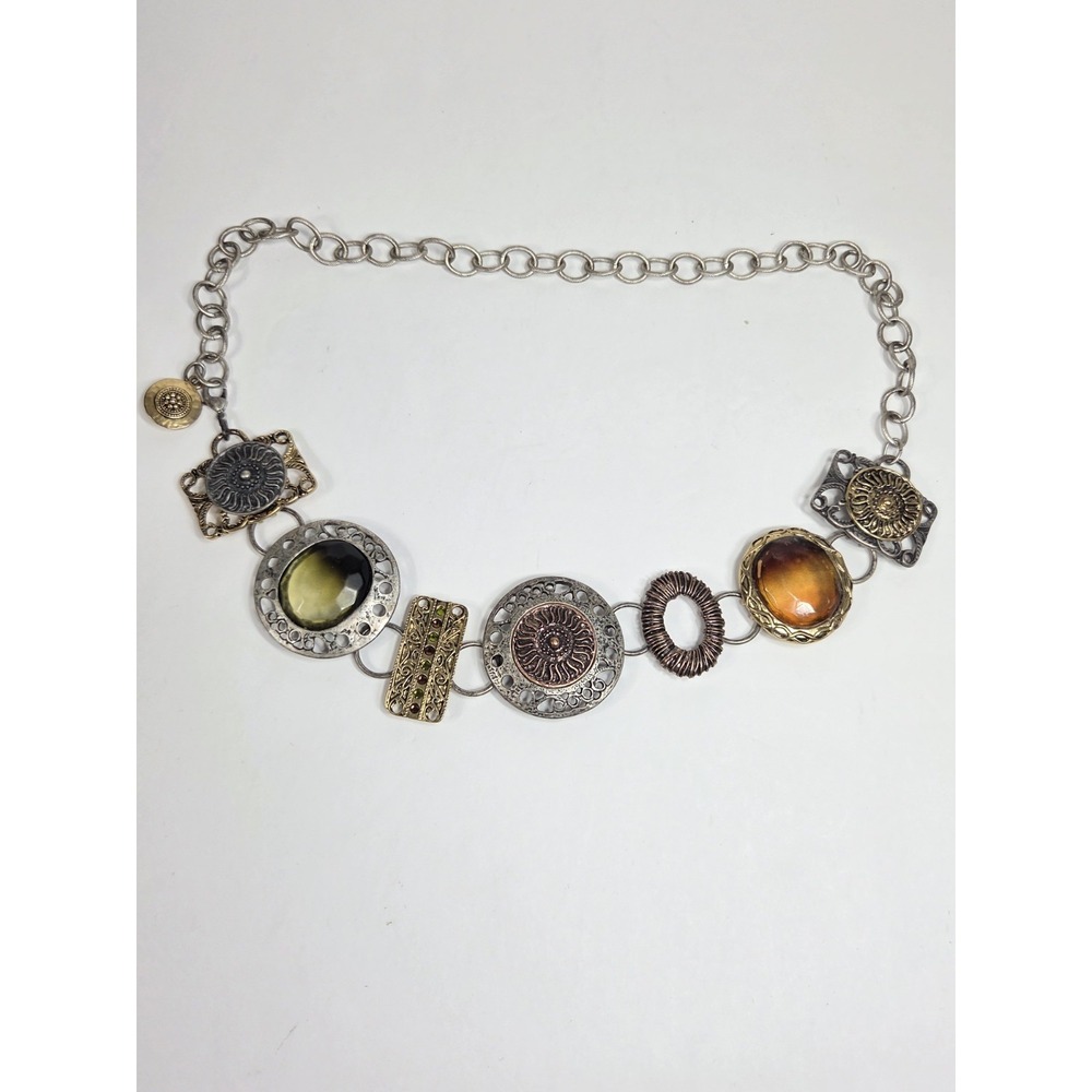 Vtg Y2k Chico's metal chain link belt Sz M Boho